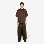 Wide-Leg Twill Trousers Brown