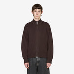 Diamond Detail Zip Cardigan Dark Brown Diamond