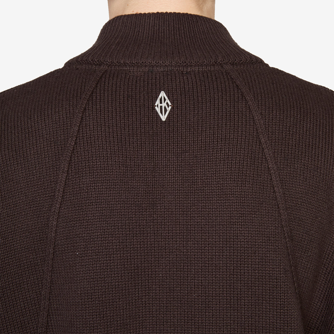 Diamond Detail Zip Cardigan Dark Brown Diamond Jumpers