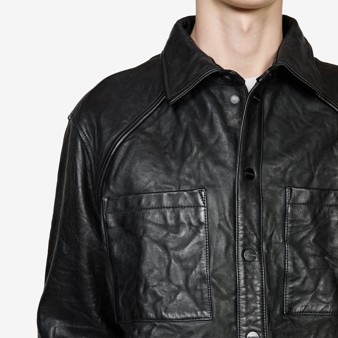 Crunch Leather Overshirt Black Jackets