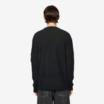 Fleece Knit Crewneck Lens Sweater Capers