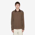 Longsleeve Striped Polo Shirt Chestnut Brown