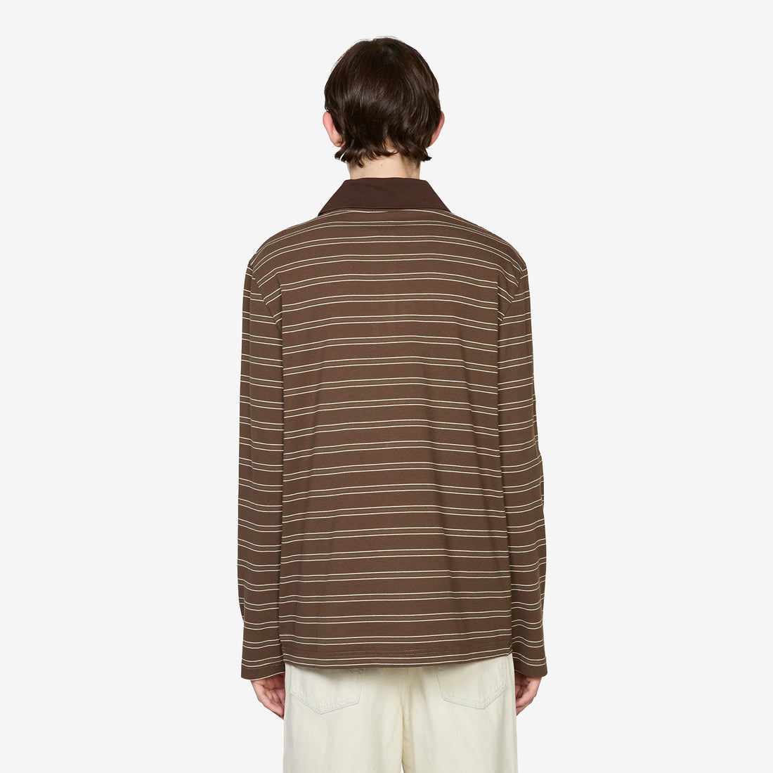 Longsleeve Striped Polo Shirt Chestnut Brown Shirts