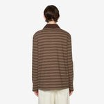 Longsleeve Striped Polo Shirt Chestnut Brown