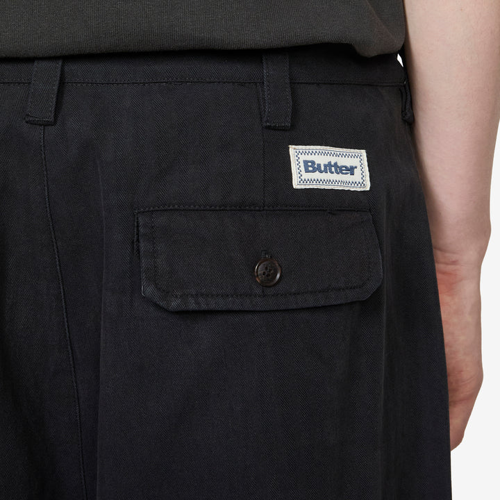 Pleated Trousers Washed Black