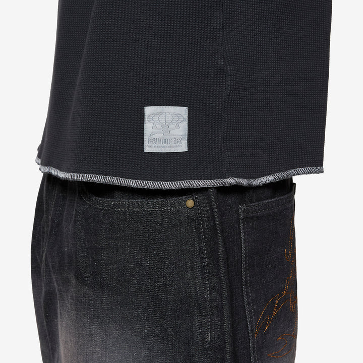 Waffle Longsleeve Top Washed Black