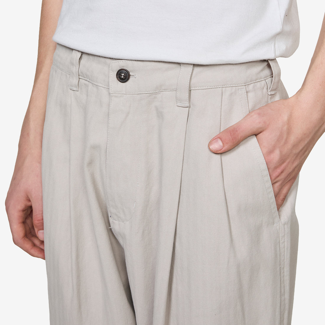 Pleated Trousers Washed Light Grey Pants