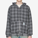 Waffle Zip-Thru Hood Grey Plaid