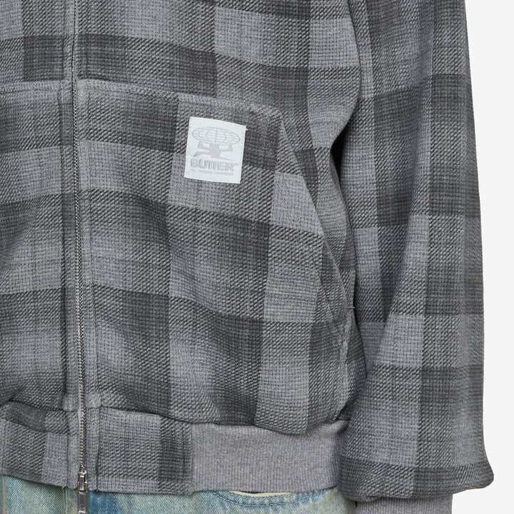 Waffle Zip-Thru Hood Grey Plaid