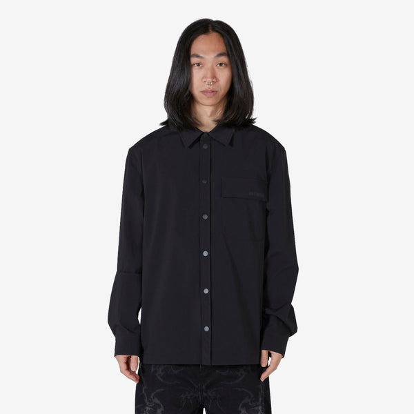 Nylon Patch Pocket Long Sleeve Shirt Black