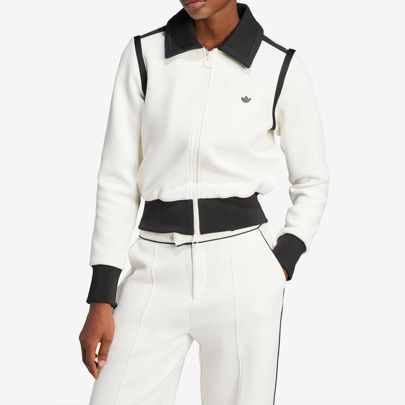 Women's Premium Collared Track Top Off White Jackets
