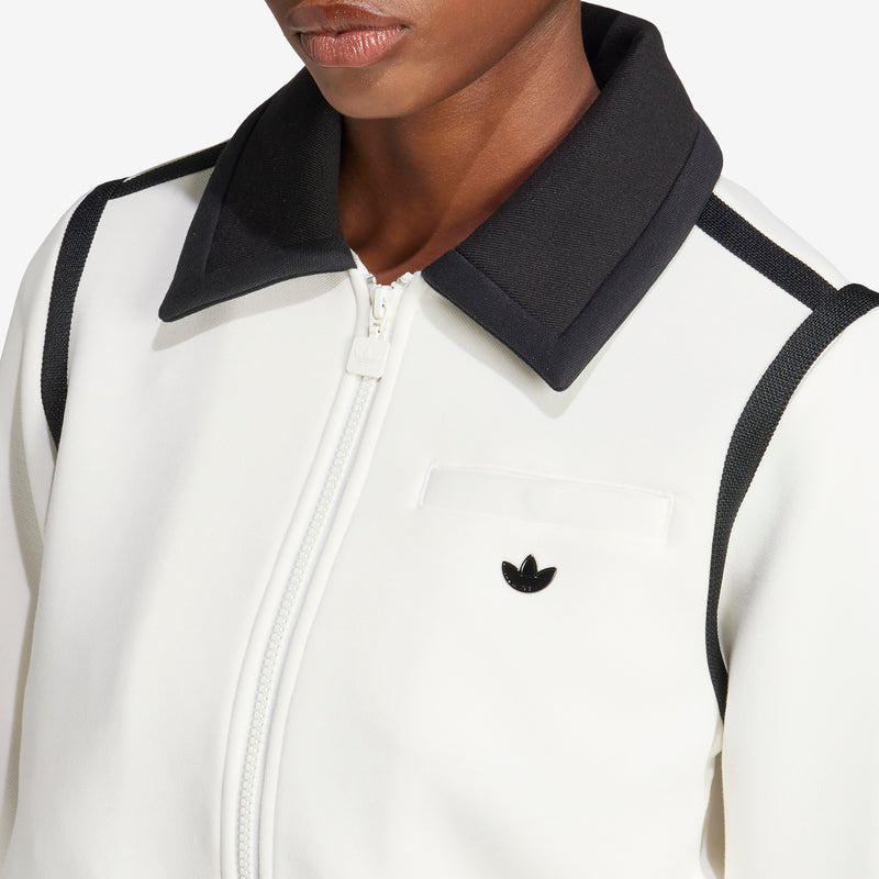 Women's Premium Collared Track Top Off White Jackets