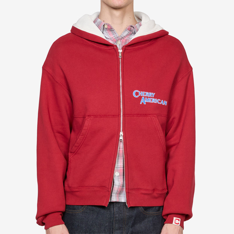 Thermal Zip Up Hoodie Sun Faded Red Jumpers