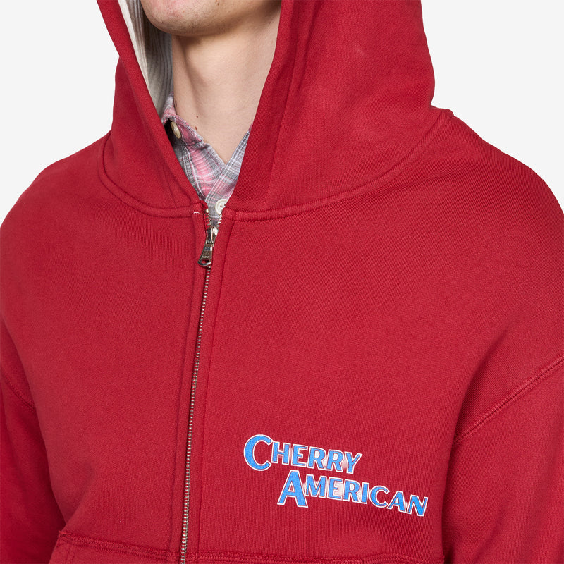 Thermal Zip Up Hoodie Sun Faded Red Jumpers