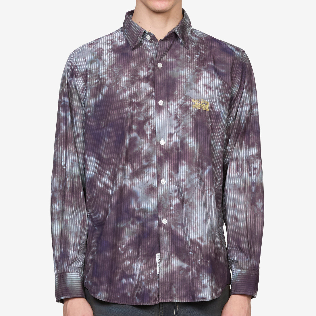 Tie Dye Stripe Poplin Shirt Black Shirts