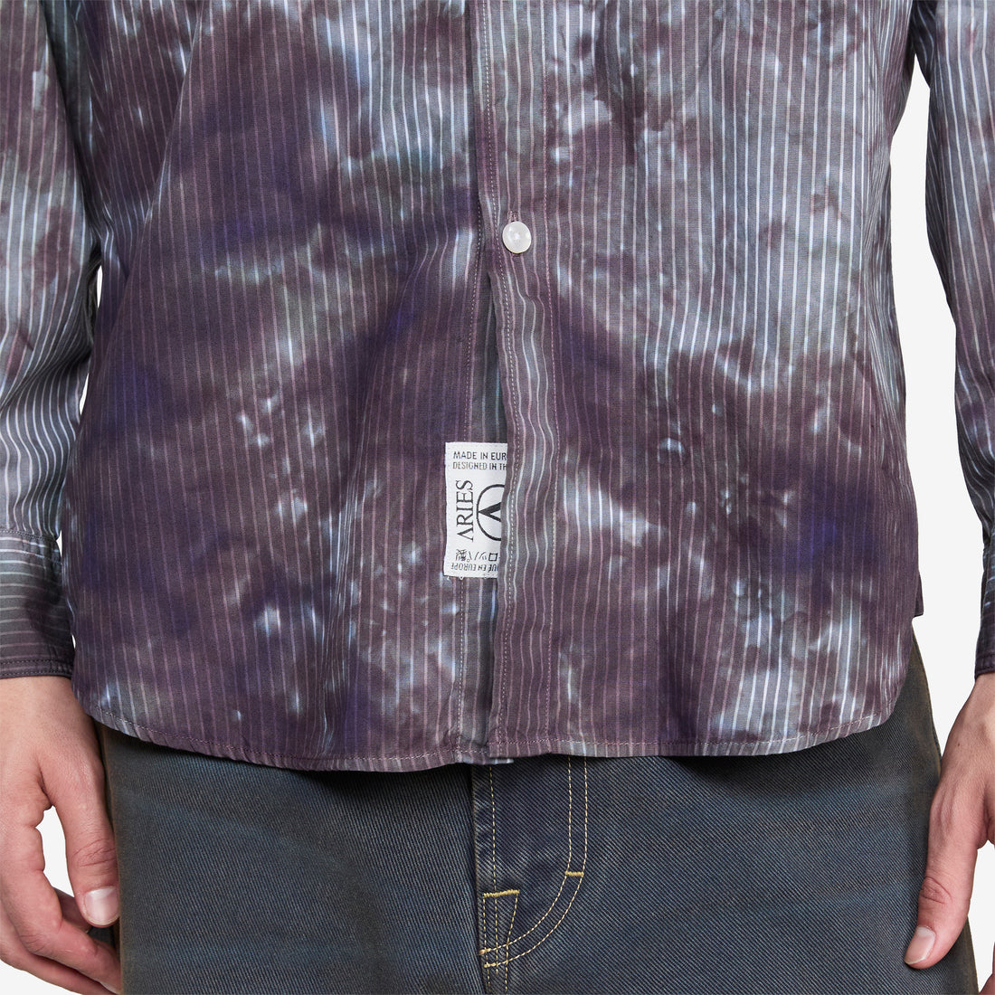 Tie Dye Stripe Poplin Shirt Black Shirts