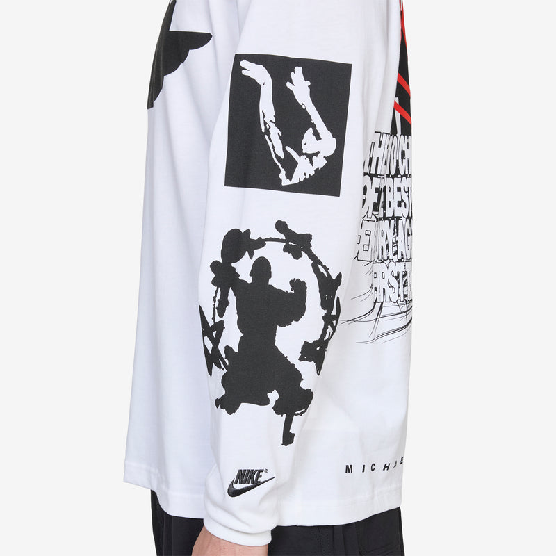 M J Wings Longsleeve OS T-Shirt White | Black Tees