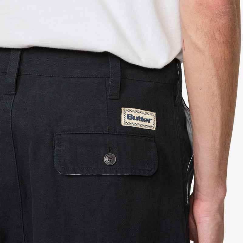 Pleated Trousers Washed Black Pants