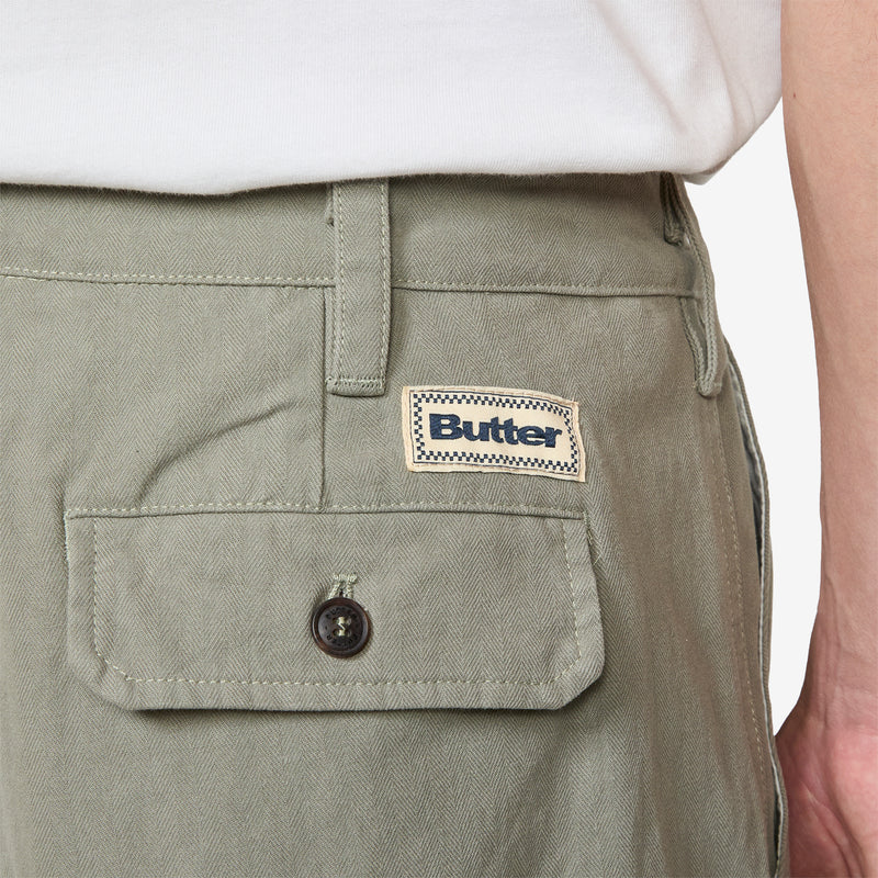 Pleated Trousers Washed Fatigue Pants