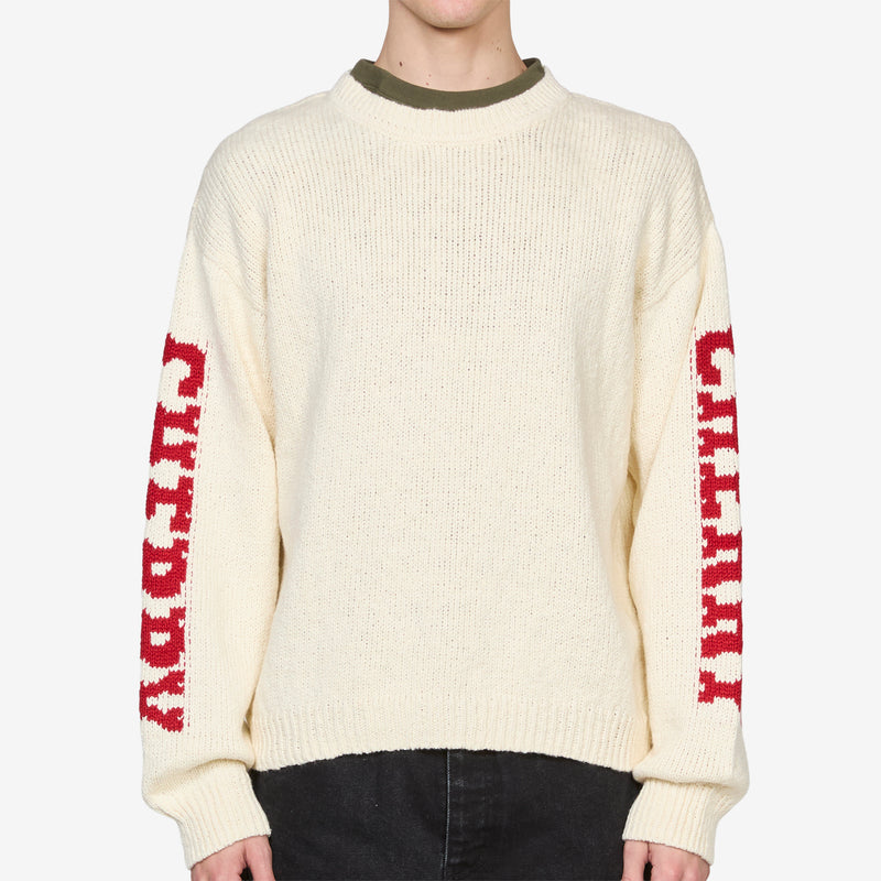 Cotton Knit Crewneck Cream | Red Jumpers