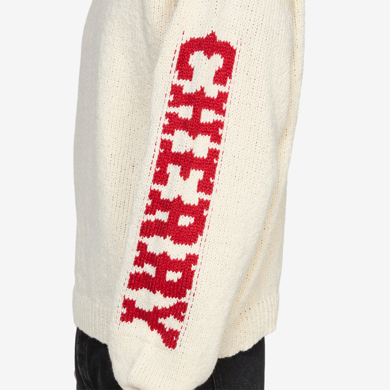 Cotton Knit Crewneck Cream | Red Jumpers