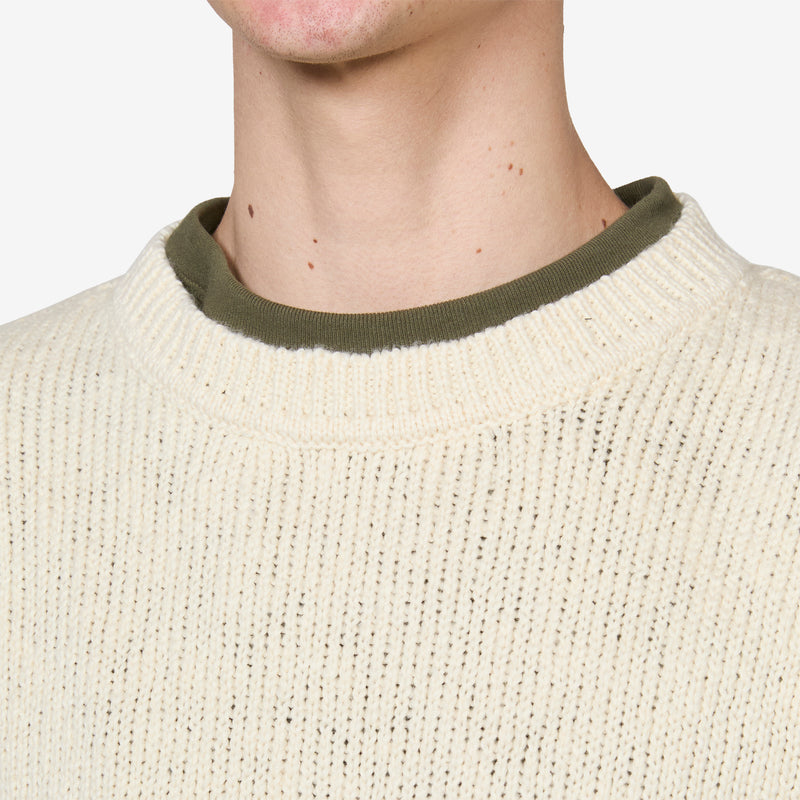 Cotton Knit Crewneck Cream | Red Jumpers