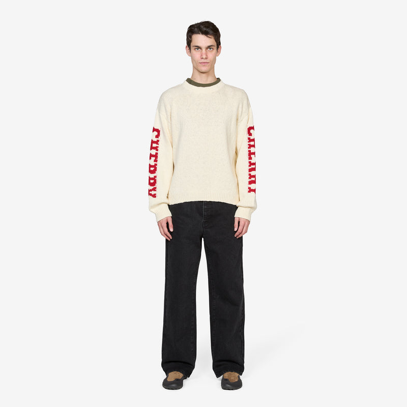 Cotton Knit Crewneck Cream | Red Jumpers
