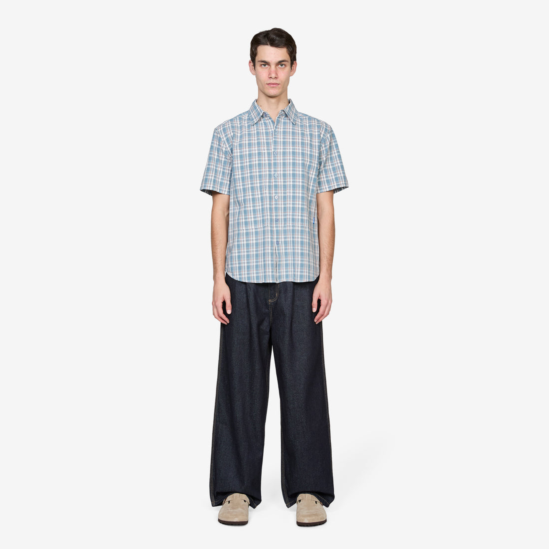 Cliff Short Sleeve Shirt Petrol Plaid Shirts