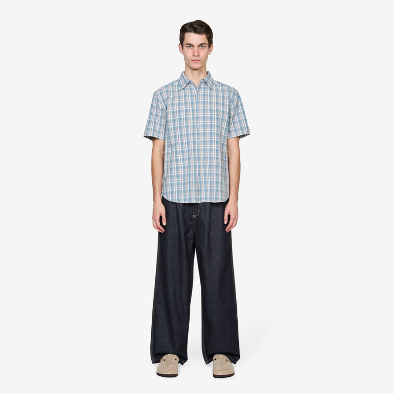 Cliff Short Sleeve Shirt Petrol Plaid Shirts