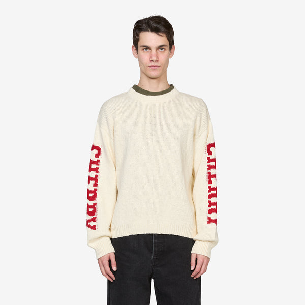 Cotton Knit Crewneck Cream | Red Jumpers