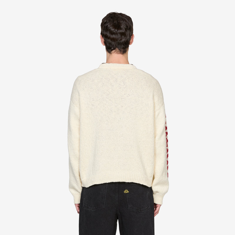 Cotton Knit Crewneck Cream | Red Jumpers