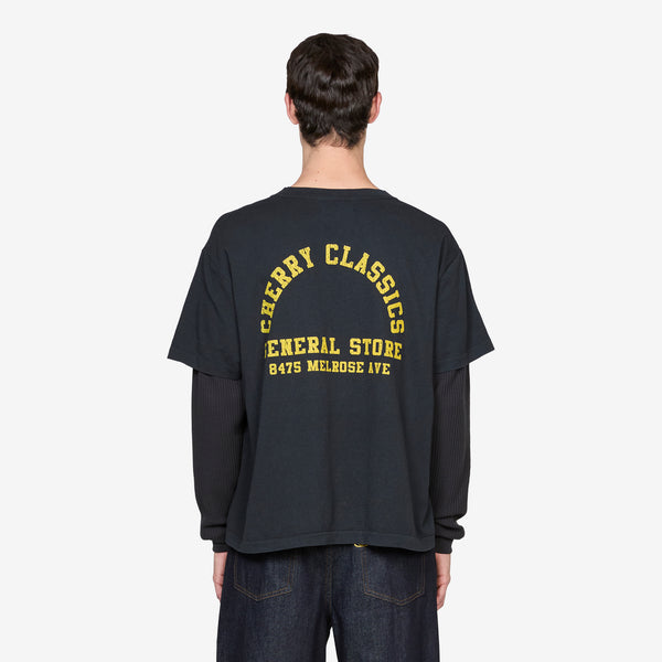 General Store Boxy Longsleeve Thermal Vintage Black Tees