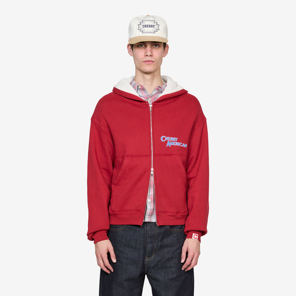 Thermal Zip Up Hoodie Sun Faded Red Jumpers