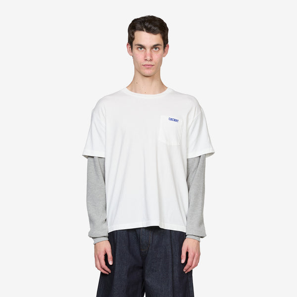 General Store Boxy Longsleeve Thermal Vintage White Tees