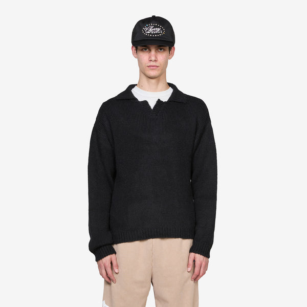 Alpaca Knit Henley Black Jumpers