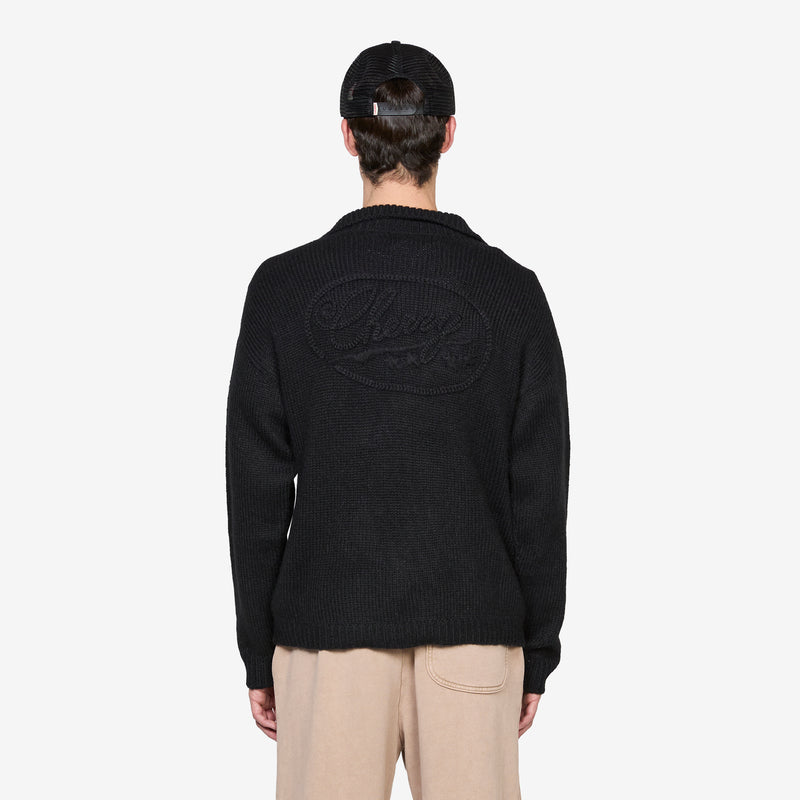 Alpaca Knit Henley Black Jumpers