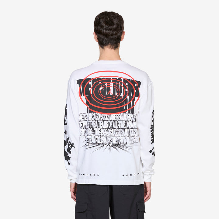 M J Wings Longsleeve OS T-Shirt White | Black