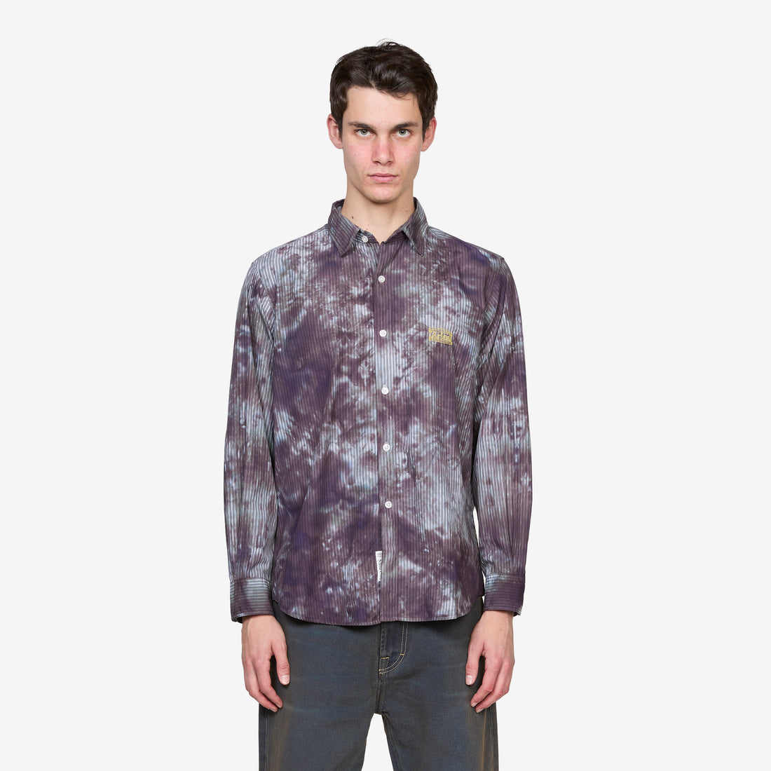 Tie Dye Stripe Poplin Shirt Black Shirts