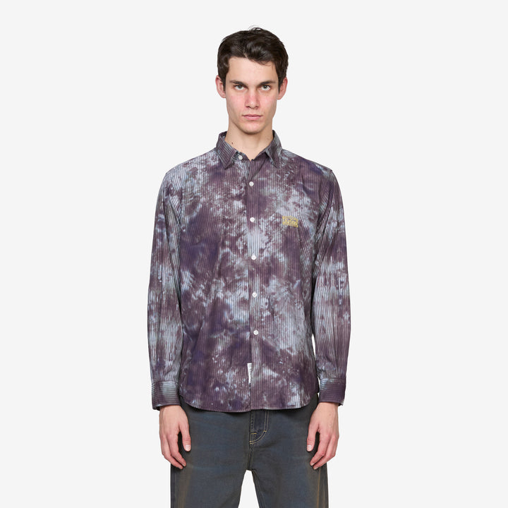 Tie Dye Stripe Poplin Shirt Black Front