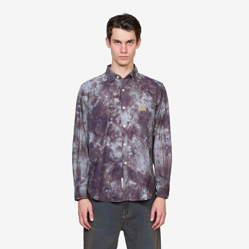 Tie Dye Stripe Poplin Shirt Black Shirts