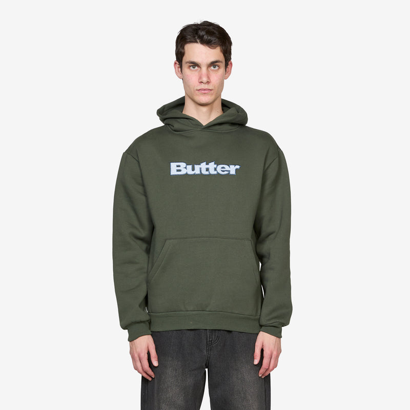 Textured Logo Pullover Hood Fatigue Jumpers