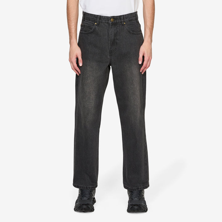 Racer Denim Jeans Faded Black Front