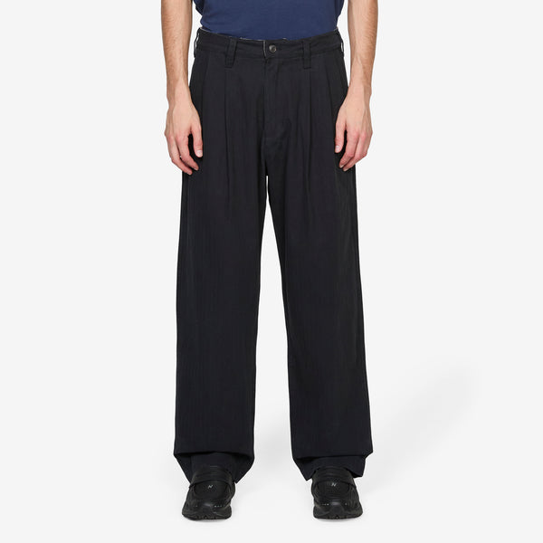 Pleated Trousers Washed Black Pants