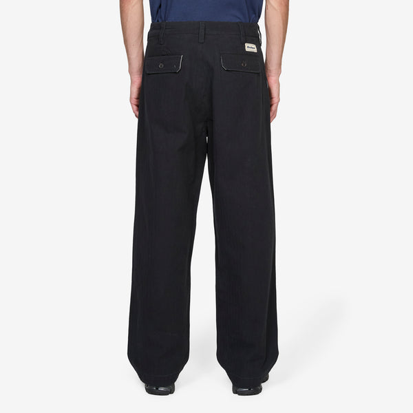 Pleated Trousers Washed Black Pants