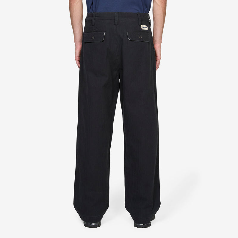 Pleated Trousers Washed Black Pants