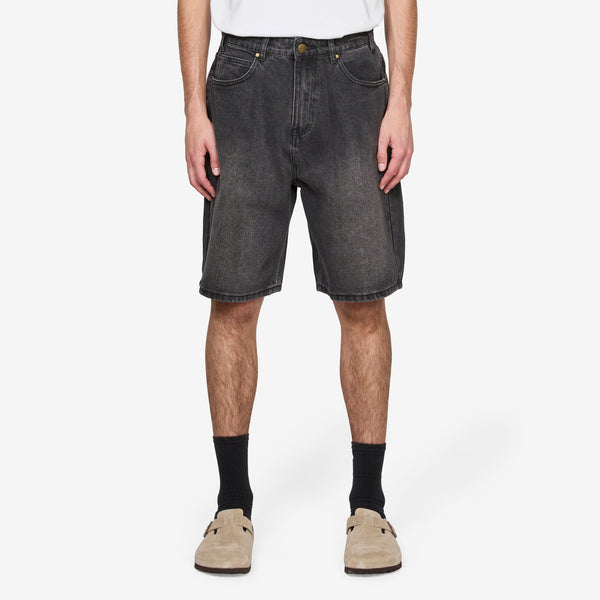 Baggy Denim Shorts Distressed Black Shorts