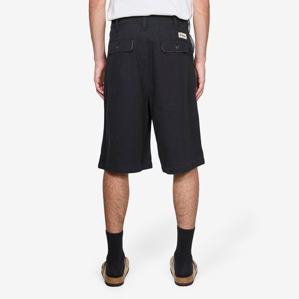 Pleated Shorts Washed Black Shorts