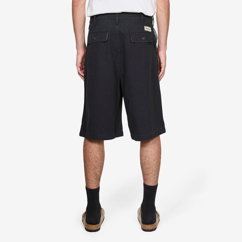Pleated Shorts Washed Black Shorts