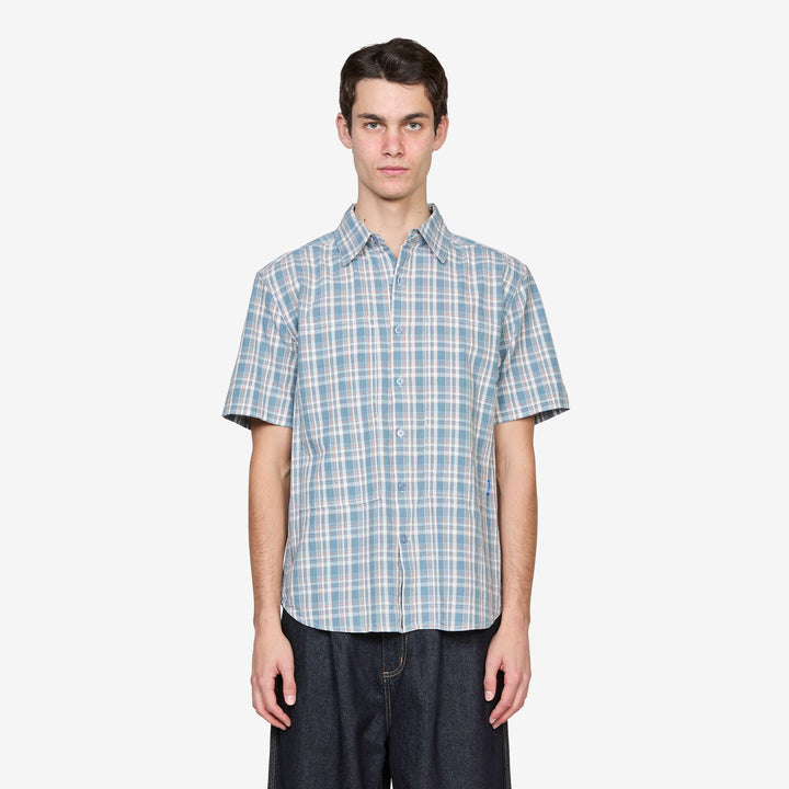 Cliff Short Sleeve Shirt Petrol Plaid Front