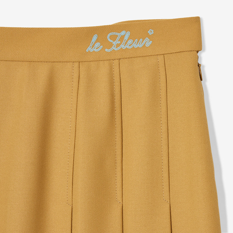 le FLEUR Pleated Skirt Tan